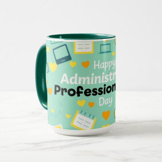 Playful Admin Day Calendar Laptop Heart Art Tasse (Vorderseite Links)