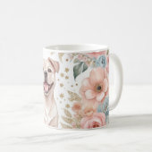 Playful American Staffordshire Terrier with Floral Kaffeetasse (VorderseiteRechts)