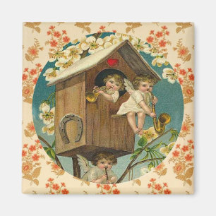 Playful AmorenVintage Valentine-Grafik Magnet