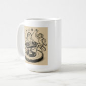 Playful Animals in Traditional Japanese Scroll-Sty Kaffeetasse (Vorderseite Links)