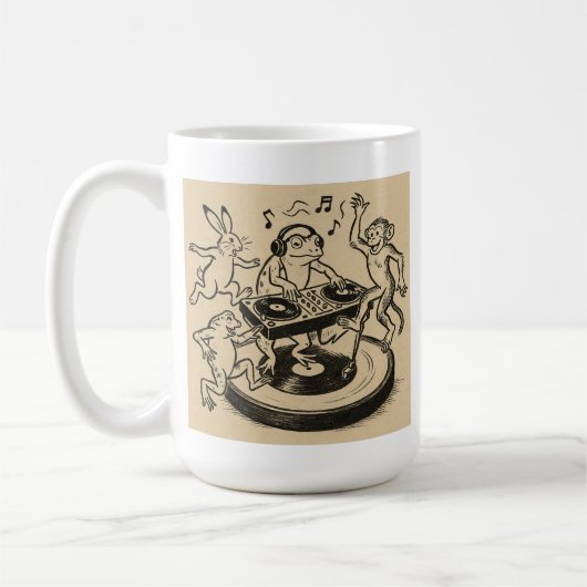 Playful Animals in Traditional Japanese Scroll-Sty Kaffeetasse (Links)