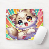 Playful Anime Pet Full of Joy Mousepad (Mit Mouse)