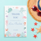 Playful Aqua Underwater Ocean Animals Baby Dankeskarte