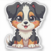 Playful Aussie Shepherd Puppy - Chibi Style Aufkleber (Vorderseite)