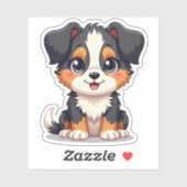 Playful Aussie Shepherd Puppy - Chibi Style Aufkleber (Blatt)