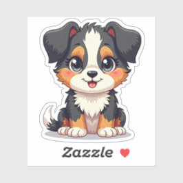 Playful Aussie Shepherd Puppy - Chibi Style Aufkleber