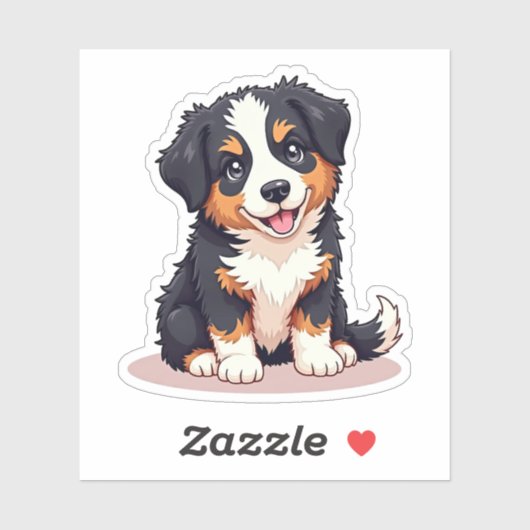 Playful Aussie Shepherd Puppy - Chibi Style Aufkleber (Blatt)