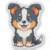 Playful Aussie Shepherd Puppy - Chibi Style Aufkleber (Vorderseite)