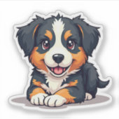 Playful Australian Shepherd Pup, 3D Charm, Small Aufkleber (Vorderseite)