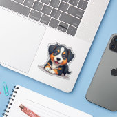 Playful Australian Shepherd Pup, 3D Charm, Small Aufkleber (Laptop mit iPhone)