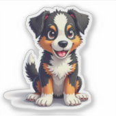 Playful Australian Shepherd Pup, 3D Niedlich Charm Aufkleber (Vorderseite)