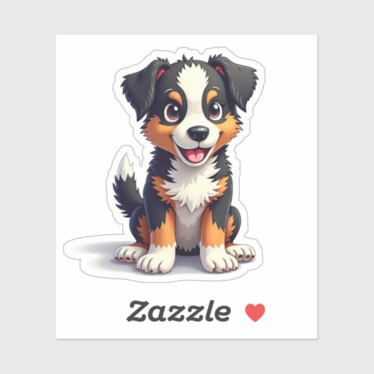Playful Australian Shepherd Pup, 3D Niedlich Charm Aufkleber (Blatt)