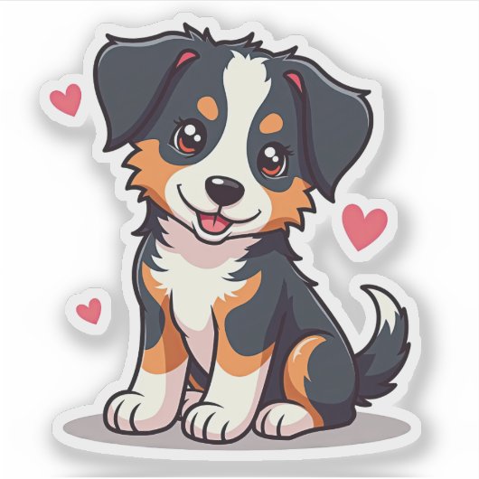 Playful Australian Shepherd Puppy - Niedlich Style Aufkleber (Vorderseite)