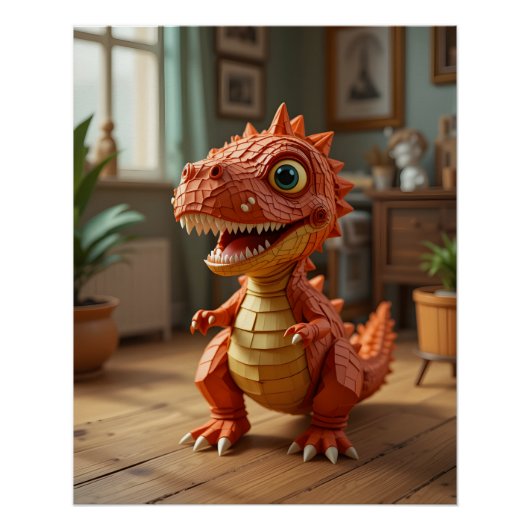 Playful Baby Dinosaur Poster (Vorderseite)