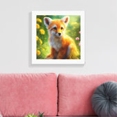 Playful Baby Fox Meadow Leinwanddruck (Insitu (Wohnzimmer))