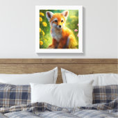 Playful Baby Fox Meadow Leinwanddruck (Insitu (Schlafzimmer))