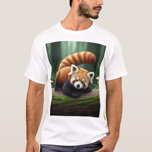 Playful Baby Red Panda auf einem Log T-Shirt (Vorderseite)