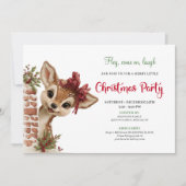 Playful baby reindeer editable Christmas invite Einladung (Vorderseite)