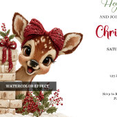 Playful baby reindeer editable Christmas invite Einladung