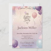 Playful Balloon Einladung zum Geburtstag Niedlich  (Vorderseite)