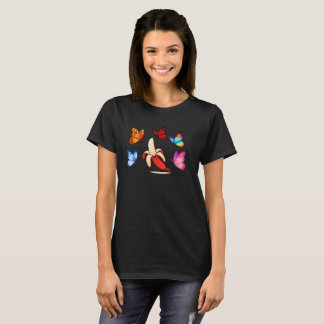 Playful Banana with Flying Butterflies T-Shirt