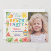 Playful Beach Party Geburtstagsfeier Einladung & D (Vorderseite)