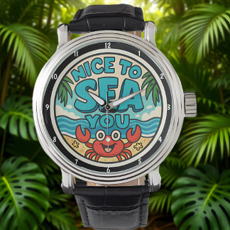Playful Beach-Themed Vibrant Colors Sea Motif Armbanduhr