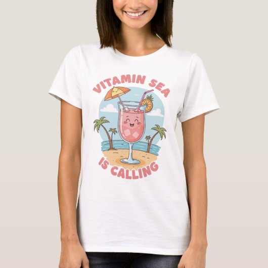 Playful Beach Vacation Vector Art T-Shirt (Vorderseite)