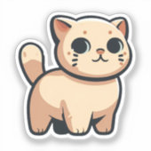 Playful Beige Cartoon Cat - Chubby Kitty mit Schwa Aufkleber (Vorderseite)