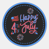 Playful Black and Blue Patriotic Celebration Runder Aufkleber (Vorderseite)
