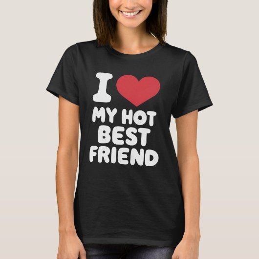 Playful Black and Red Heart Best Friend Text T-Shirt (Vorderseite)