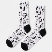 Playful Black and White Tuxedo Cat Pattern Socks Socken (Linkes Detail)
