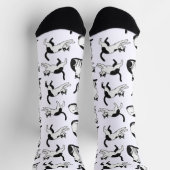 Playful Black and White Tuxedo Cat Pattern Socks Socken (Oben)