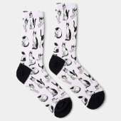 Playful Black and White Tuxedo Cat Pattern Socks Socken (Rechts)