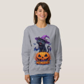 Playful Black Cat in Witch Hat Sweatshirt (Vorne ganz)