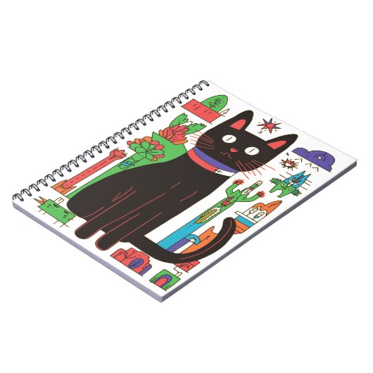 Playful Black Cat Notizblock (Linke Seite)