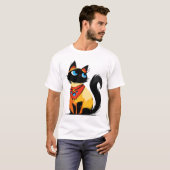 Playful black cat with bandana T-Shirt (Vorne ganz)