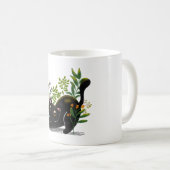 Playful Black Cat with Flowers – Cute Botanical Kaffeetasse (VorderseiteRechts)