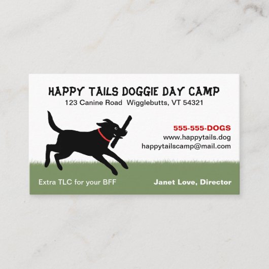 Playful Black Labrador Retriever | Pflege von Hund Visitenkarte (Vorderseite)