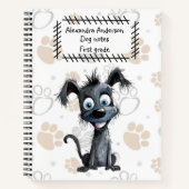 Playful Black Puppy on Paws Print Notizblock (Vorderseite)