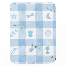 "Playful Blue Baby Boy Blanket - Niedlich Checkere