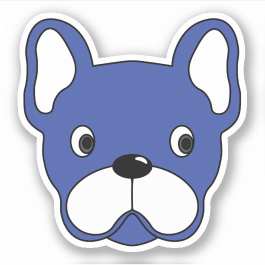 Playful Blue Bulldog 3"x3" Vinyl Sticker (Vorderseite)