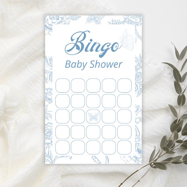 Playful Blue Butterfly Floral Baby Dusche Bingo (Von Creator hochgeladen)