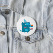 Playful Blue Cartoon Monster mit Party Hat Button (Beispiel)