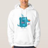 Playful Blue Cartoon Monster mit Party Hat Hoodie (Vorderseite)