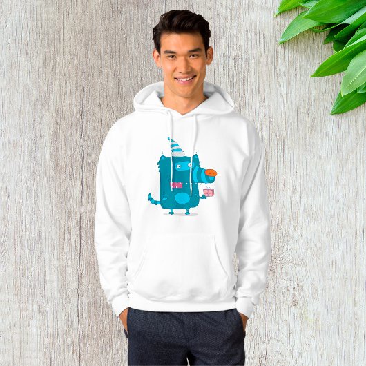 Playful Blue Cartoon Monster mit Party Hat Hoodie