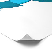 Playful Blue Cartoon Monster mit Party Hat Poster (Ecke)