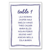 Playful Blue Doodle Modern Alphabet Seating Chart Tischnummer (Vorderseite)