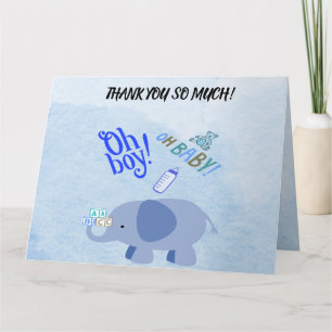 Playful Blue Elephant und Teddy Bear Baby Dusche Dankeskarte