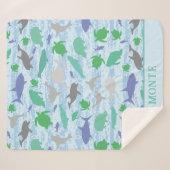 Playful Blue Green Ocean Life Design Sherpadecke (Vorderseite (Horizontal))